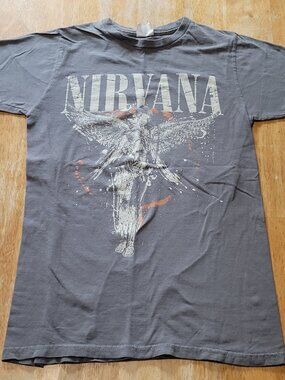 Small Vintage Nirvana In Utero Grey Graphic Concert T Shirt